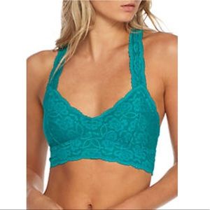 NWT FREE PEOPLE GALLOON RACERBACK BRALETTE GREEN XS Boho Chic‎ Romantic Feminine